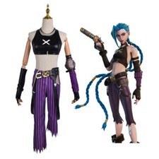 League of Legends Arcane Jinx Purple Cosplay Costume  Gaming Outfit