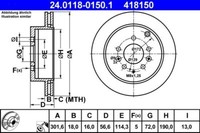 2X ATE 24.0118-0150.1 Bremsscheibe FüR Mazda