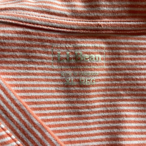 L.L. Bean Womens Long Sleeve Cardigan Orange White Button Front Pockets Size XL - Picture 6 of 8