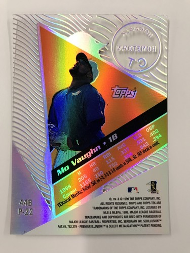 1999 Topps TEK #44BP-22 Mo Vaughn Hometown Norwalk Conn. Anaheim Angels - Picture 2 of 2