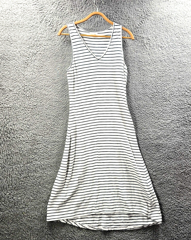 Seed Heitage Womens A-line Midi Dress Size XS White Black Stripe Stretch Knit