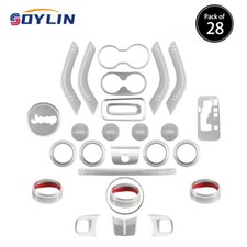 28pcs Interior Accessories Decoration Cover Kit For Jeep Wrangler Jk Jku 11-18