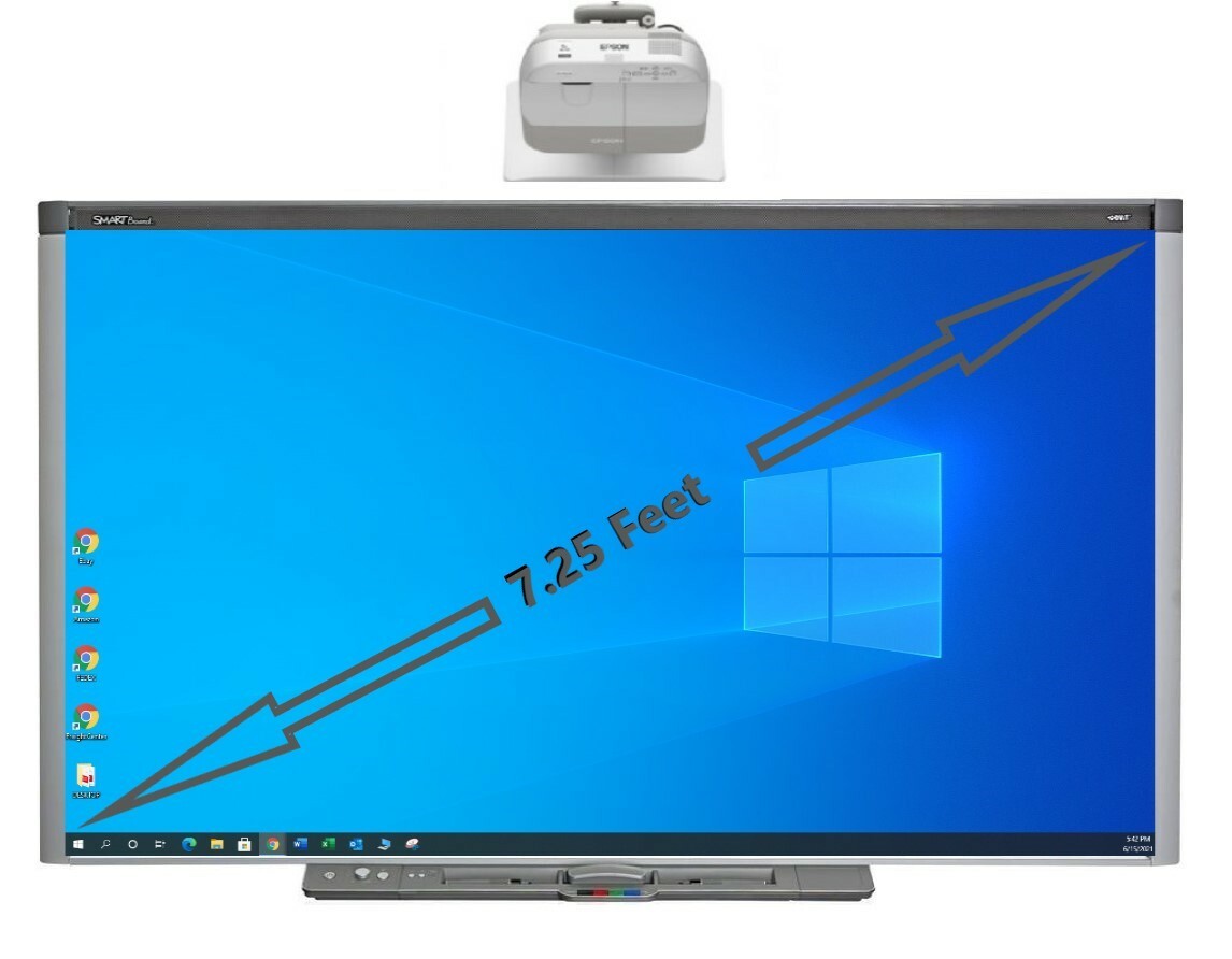 87" Interactive Smart Board SB685 and Epson UST projector (1 Year