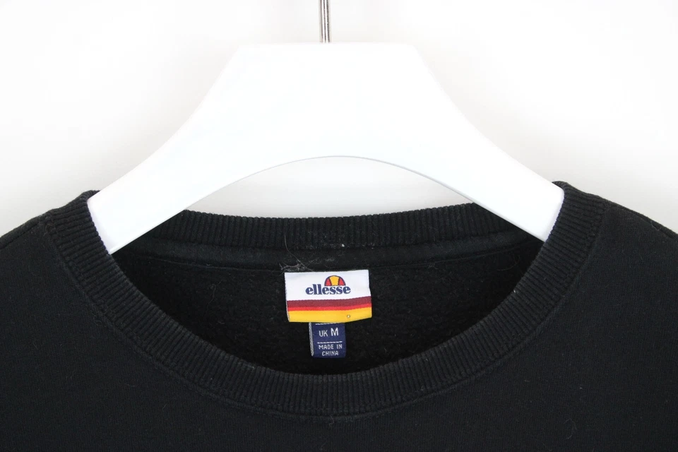 ELLESSE Sweatshirt Men's MEDIUM Coated Logo Long Sleeve Crew Neck Ribbed Hems - Image 4 of 4