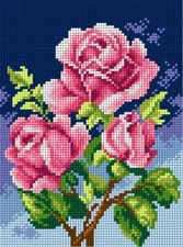 Orchidea Needlepoint canvas for halfstitch without yarn Pink Roses 2594F - Pr...