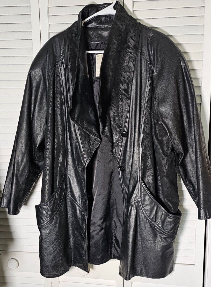 Elk Genuine Leather Jacket Large Lining Button Cl… - image 1