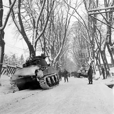 WW2 WWII Photo World War Two US Army Sherman Tanks Belgium 1945 7th Armored Div