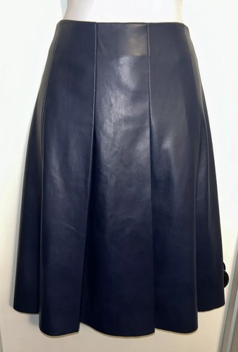 J.Crew MSRP $198 Pleated Faux Leather Skirt in Navy Size 4 Spring 2024 NWOT - Picture 5 of 14