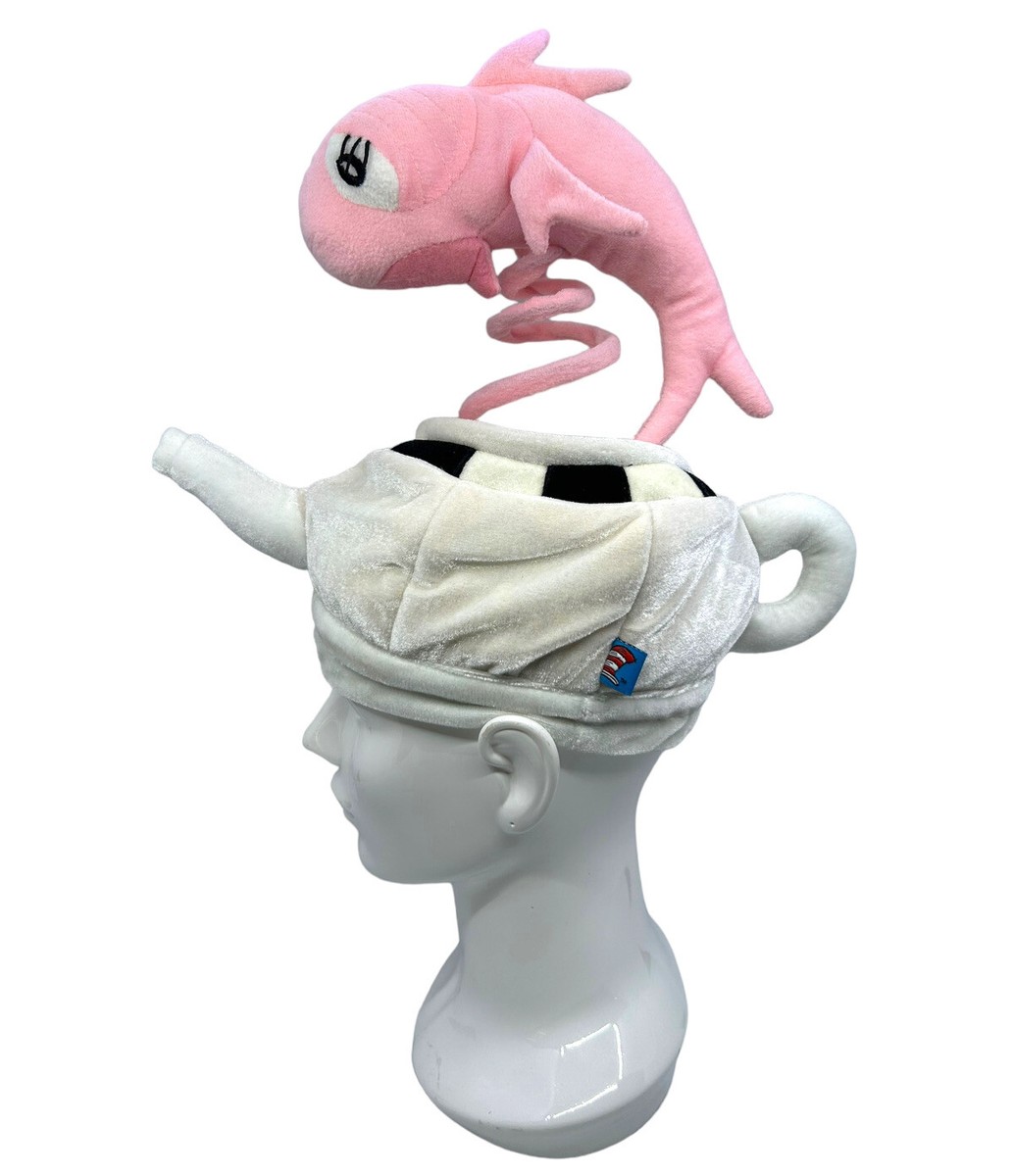 Dr. Seuss Pink Fish and Teapot Plush Hat Costume Adult One Size Pink Blobfish Adult Costume Hat | Animal Hats main image 3