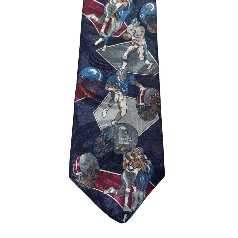 Corbata para hombre 100 % polietileno de lujo JUGADORES DE FÚTBOL DEPORTES azul marino/gris/borgoña Foto 2 de 4