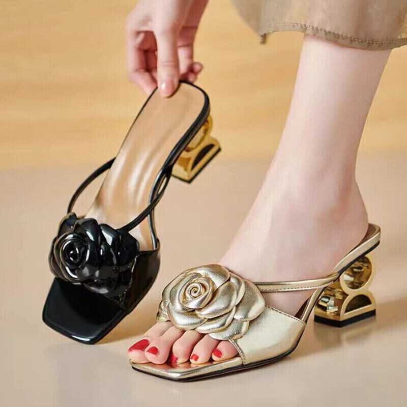 PANTOFOLA D’ORO Ciabatte donna moda estive tacco alto sandali punta quadrata tacco spesso decolte 