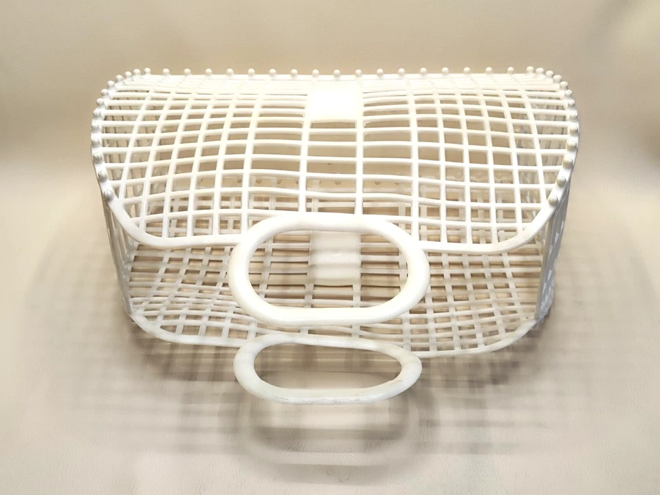 Bolsa vintage años 60 cesta plástico blanco playa Rockabilly pin-up kitsch Foto 3 de 4