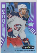 19/20 SYNERGY..VLADISLAV GAVRIKOV..PURPLE..ROOKIE../44..CARD # 53..BLUE JACKETS