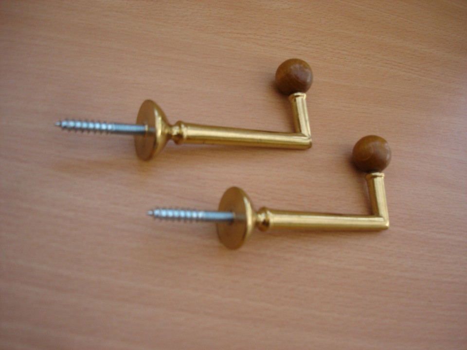 2 Embrasses Rideaux En Laiton Massif - Profondeur 20 Cm - Occasion Bon état