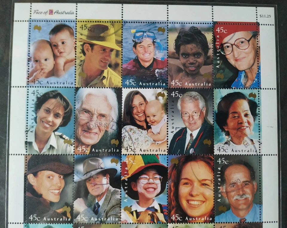 2000 Face of Australia Full Sheet Fine Used (CTO, Original Gum)澳洲人面容小版张(原胶盖销) - Image 3 of 4