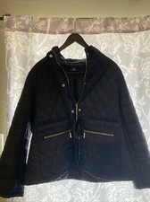 Women's Large Down Jacket Ultralight Navy Quilted Stand Collar, Size 52