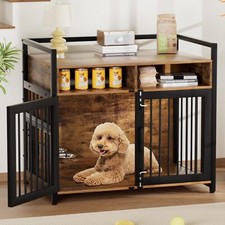 41" Dog Kennel ,Dog Crate Furniture Indoor Metal Dog Cage with 2 Storage Shelves