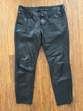 MODA INTERNATIONAL Leather Pants Zip Side Cropped Size 4 Classic Excellence