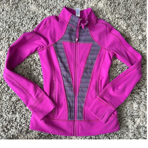 Ivivva Lululemon Perfect Your Practice Pink Jacket Full Zip Up Girls 12