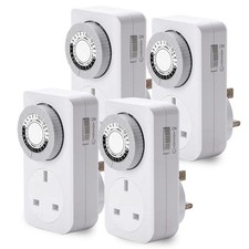 4Pcs 12 HOUR 12 HR MAINS PLUG IN TIMER SWITCH SOCKET TIME CLOCK 3 UK PIN LIGHTS