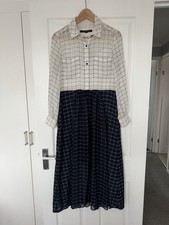 French Connection Two-Tone Grid Check Midi Shirt Dress - Size UK 6