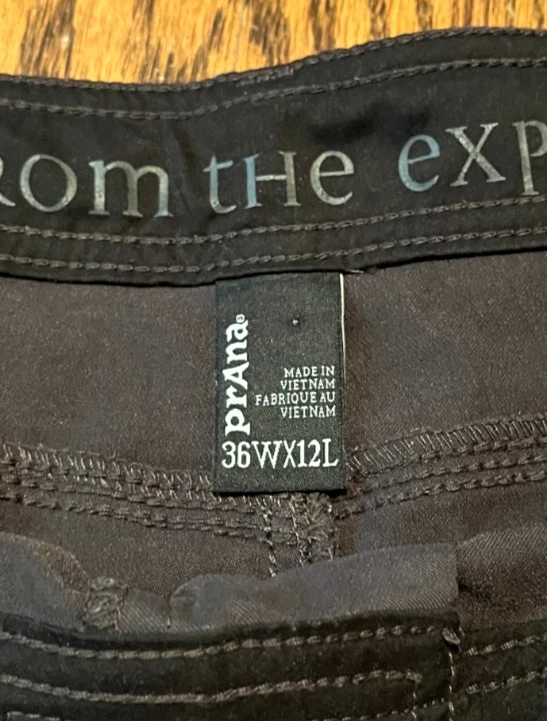 Prana Stretch Zion Shorts 36 Gray 12" Inseam Camping Hiking - Image 3 of 3