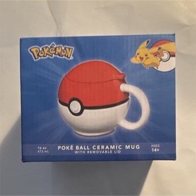 Pokémon Poké Ball Ceramic Mug 16oz with Removable Lid Red White Black Pikachu