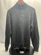 Chaps Gray Henley Sweater With Brown Corduroy Elbow Patches SIZE M 100 Cotton