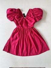 Express Hot Pink Mini Short Dress Puff Sleeves Size SMALL NEW NWT $88
