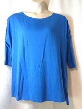 Land's End Blue 3/4 Sleeve Hi-Low Knit Top Size 1X