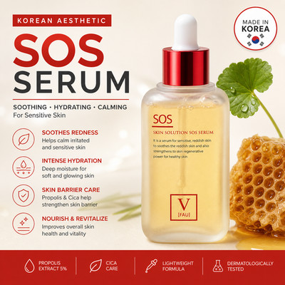 FAU SOS Serum 3oz Propolis Cica Soothing Hydrating K-Beauty Sensitive Skin Care