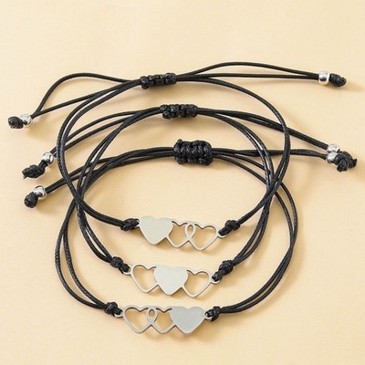 2/3/4Pieces Best Friend Wax Bracelets Sister Matching Distance Heart Bracelet