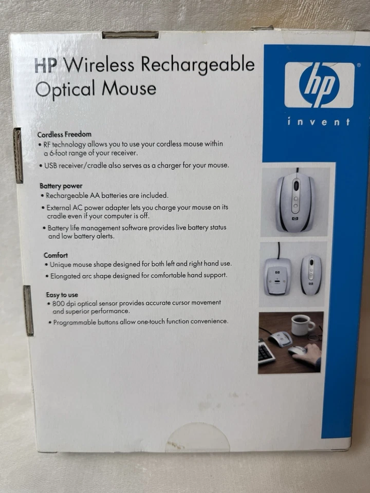 New! 2005 HP Wireless Optical Ergo Mouse with USB receiver PP034AA#ABA - Image 3 of 4