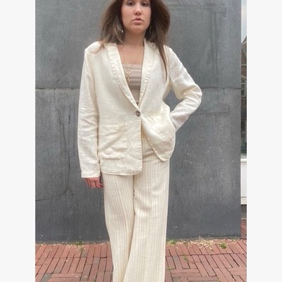 NEW!! Stunning MOS MOSH ''Amelina'' Cream Ecru Relaxed Fit Pure Linen BLAZER XS