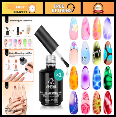 2Pcs Blooming Gel Nail Art Set - Watercolor, Marble, Aura, Tortoise Shell, Gradi