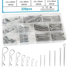 228PCS Cotter Pins Assortment, Hardware Pins, Lock Pin, Split Pins, Retaining Pi
