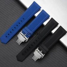 Silicone Rubber Watch Band Bracelet Waterproof Strap Deployment Clasp 12mm-28mm