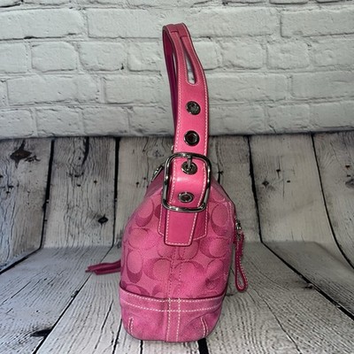 Vintage Y2K Coach Pink Signature East West Shoulder Bag Rare