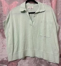 BANANA REPUBLIC Oversized Johnny Collared Short Sleeve Sweater Sz XS Mint Green