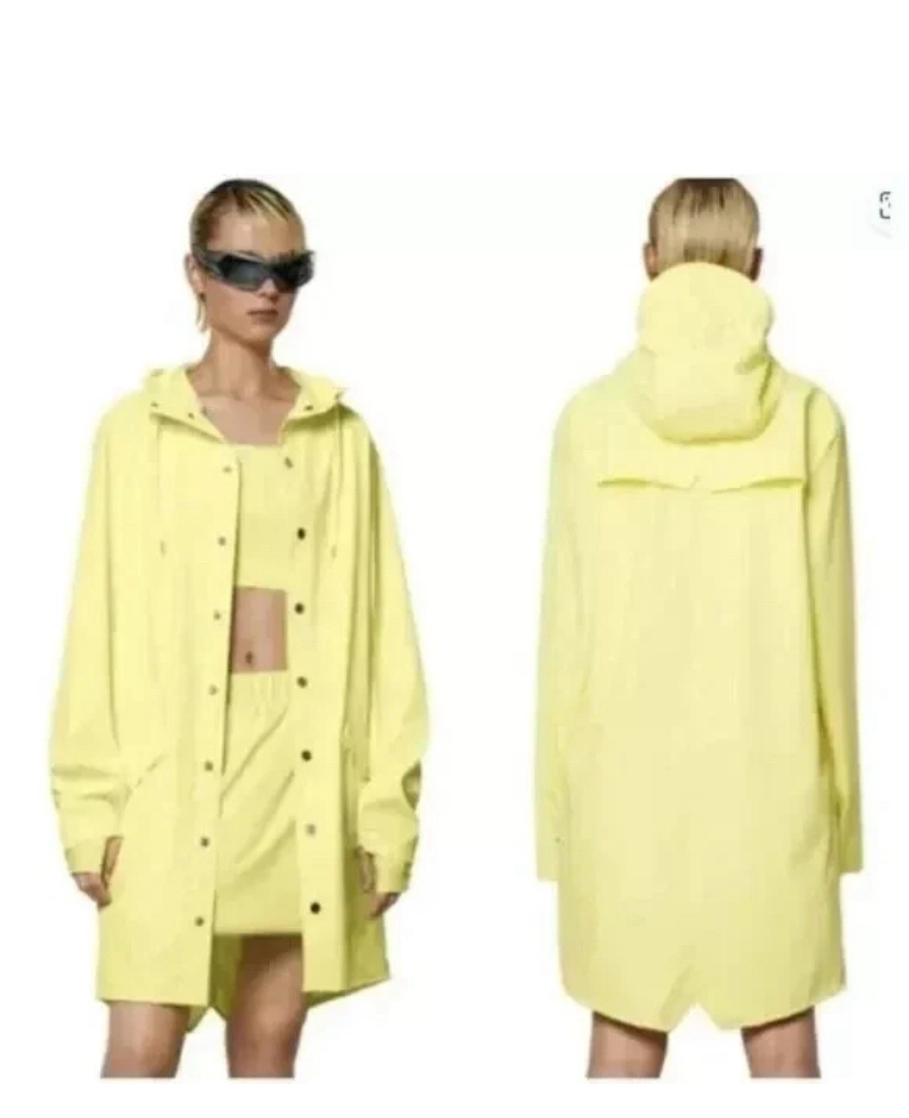 RAINS Long Straw Yellow Rain Jacket Unisex Size Large NWT $125