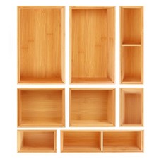 Bamboo Drawer Organizer Set, 8 PCS Multi-Use Wood Drawer Storage Boxes, Junk ...