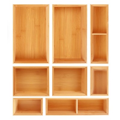 Bamboo Drawer Organizer Set, 8 PCS Multi-Use Wood Drawer Storage Boxes, Junk ...