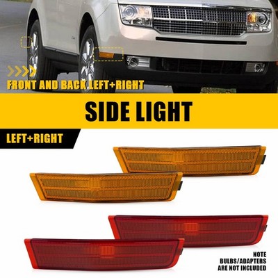 Red+Amber Lens For Lincoln MKX 2007-2010 F&R Bumper Side Marker Light Housings
