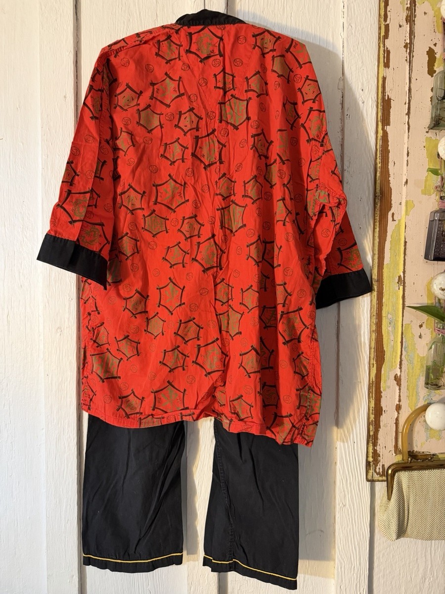 VTG Pleetway Sanforized 100% Cotton Kimo Jama Pajama Set Red/Black View 6