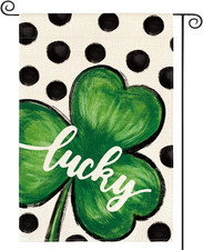 St. Patrick's Day Double-Sided Shamrock Garden Flag, 12x18 Inch
