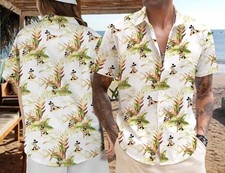 Disney Classic Mickey Surf Tropical Leaf Summer Beach Aloha Hawaiian Shirt