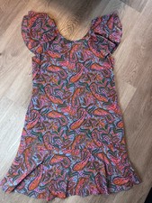 J.CREW Multicolor Paisley Ruffle Puff Sleeve Mini Dress Short Sleeve Size 4