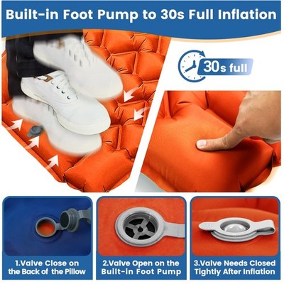 Inflatable Camping Mat, Stays Firm Overnight, Lightweight