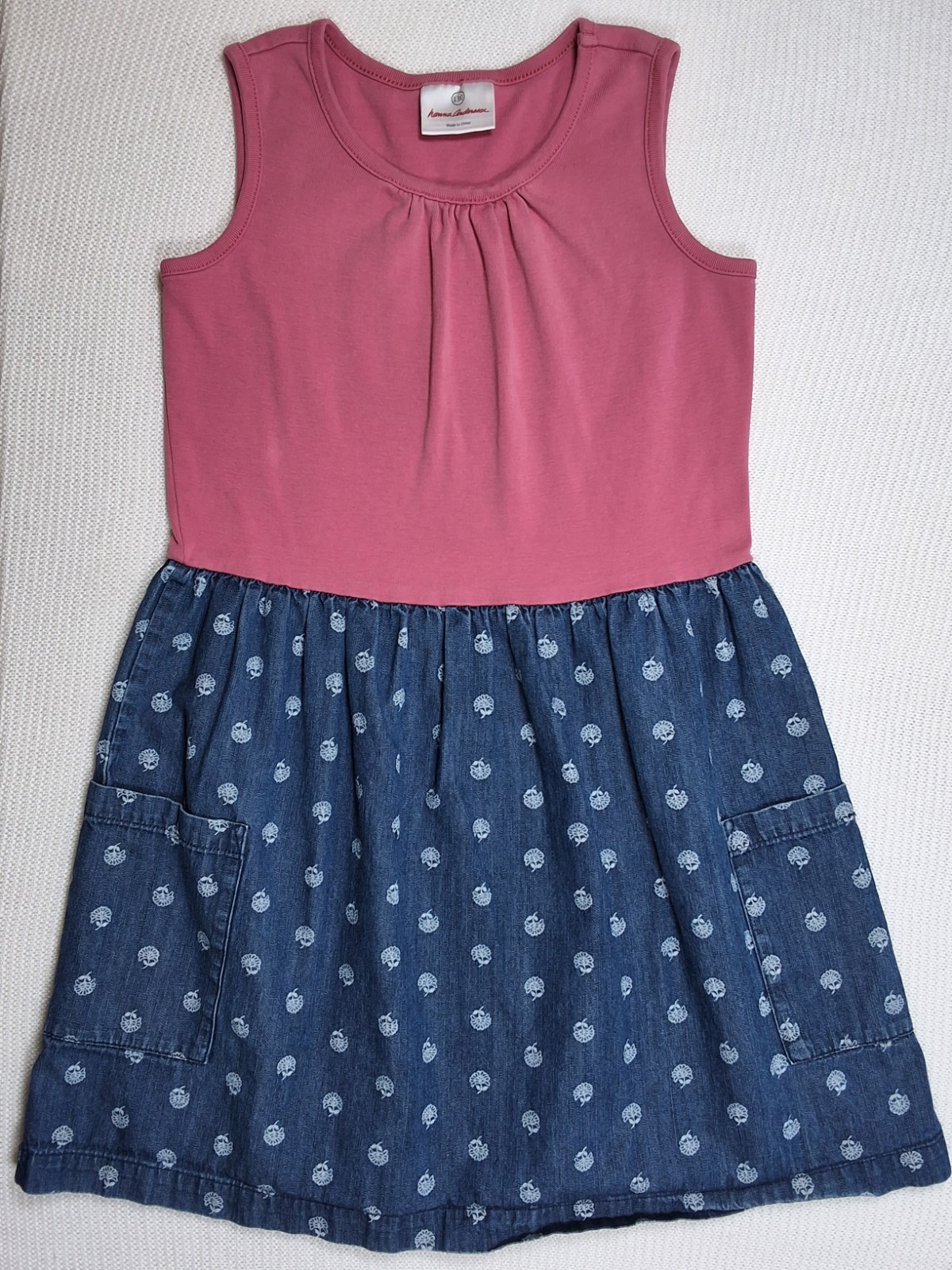 Hanna Andersson 130cm/US 8 Girls Pink Tank top Denim skirt Dress Floral print