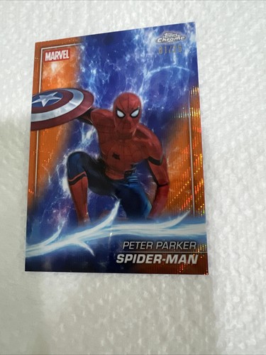 2025 topps chrome marvel studios Spider-man 1/25 Orange Wave 🔥